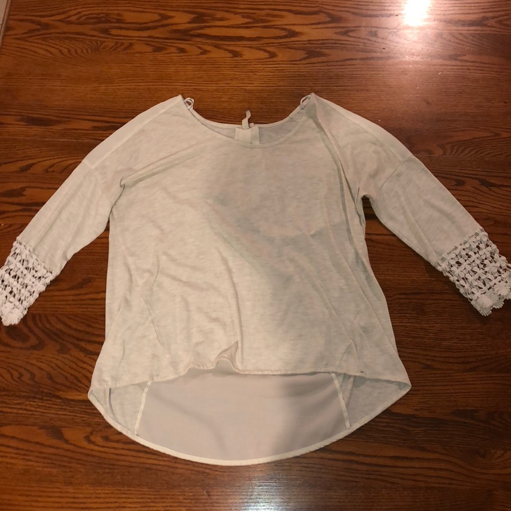 cream blouse with shear back